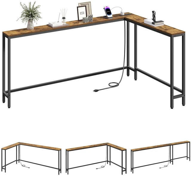Main image of 102.4" Narrow Long Console Table, L Shaped Behind Couch Table | 102.4 inch Extra Long, L Shaped, with Outlets and USB-C Ports, Sofa Table Narrow Long, 3 Assembly Options, for Living Room