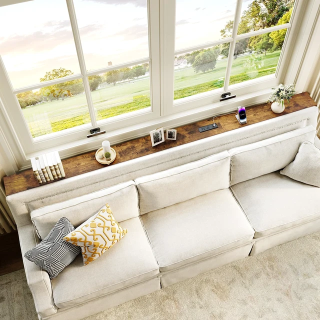 Alt view image 2 of 7 - 102.4" Narrow Long Console Table, L Shaped Behind Couch Table | 102.4 inch Extra Long, L Shaped, with Outlets and USB-C Ports, Sofa Table Narrow Long, 3 Assembly Options, for Living Room