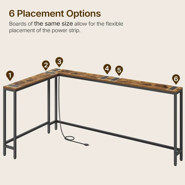 Alt view image 5 of 7 - 102.4" Narrow Long Console Table, L Shaped Behind Couch Table | 102.4 inch Extra Long, L Shaped, with Outlets and USB-C Ports, Sofa Table Narrow Long, 3 Assembly Options, for Living Room