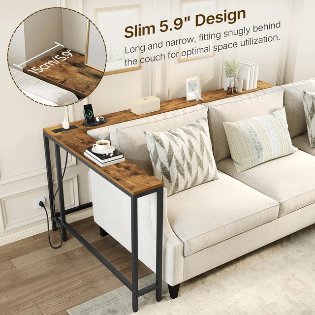 Alt view image 6 of 7 - 102.4" Narrow Long Console Table, L Shaped Behind Couch Table | 102.4 inch Extra Long, L Shaped, with Outlets and USB-C Ports, Sofa Table Narrow Long, 3 Assembly Options, for Living Room