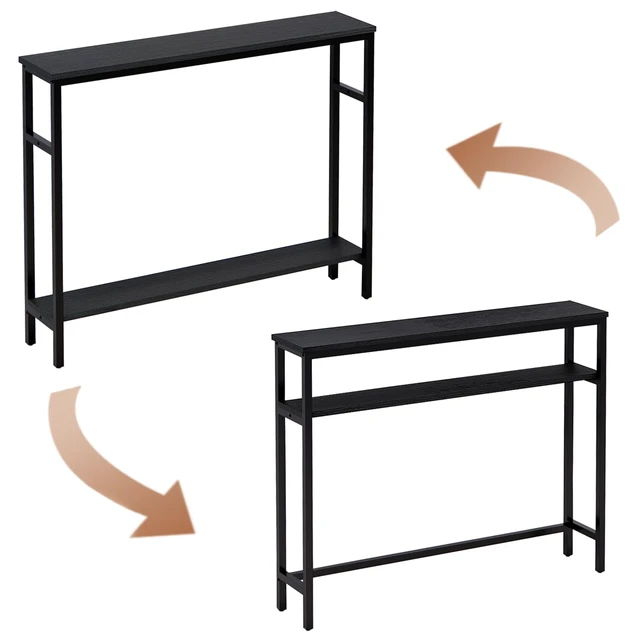 Alt view image 3 of 7 - Narrow Console Table, 39.4 Sofa Table with Adjustable Shelf | 2-Tier Long Skinny Table for Hallway, Entryway, Living Room, Foyer, Black