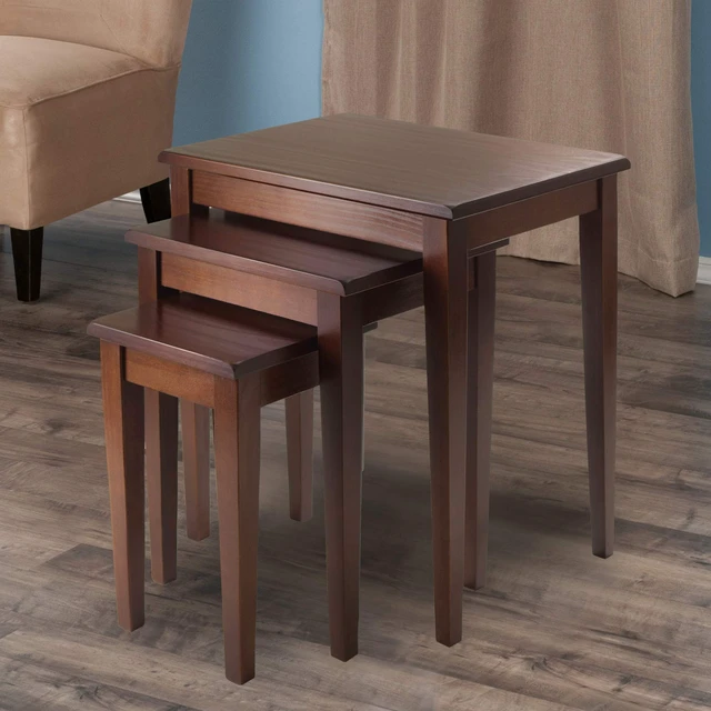 Alt view image 2 of 6 - Regalia Nesting Accent Tables, for Living Room, Walnut, Set of 3 | Small Accent Table with Storage, Practical and Elegant Entryway & Living Room Decor, Stylish Furniture for Homes, Apartments