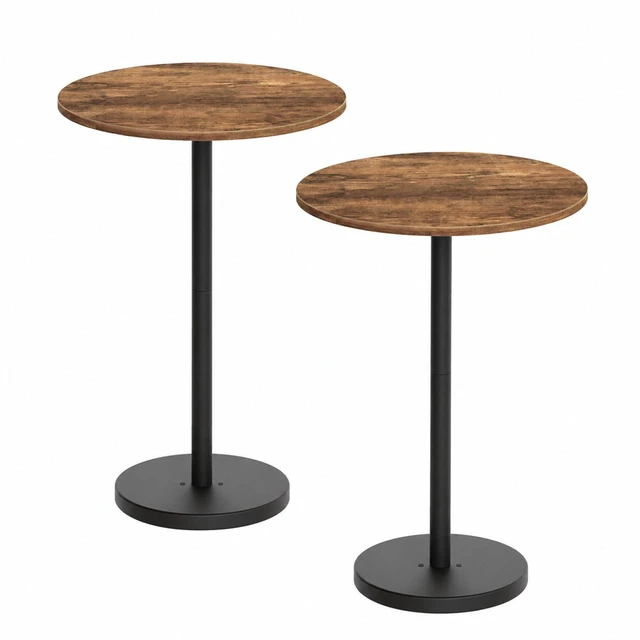 Main image of Bar Table, Round Bar Table Set of 2, Counter Height Table, Pub Cocktail Table, Metal Frame, for Bistro, Dining Room, Living Room, Terrace, Rustic Brown and Black BT05L2BRY1