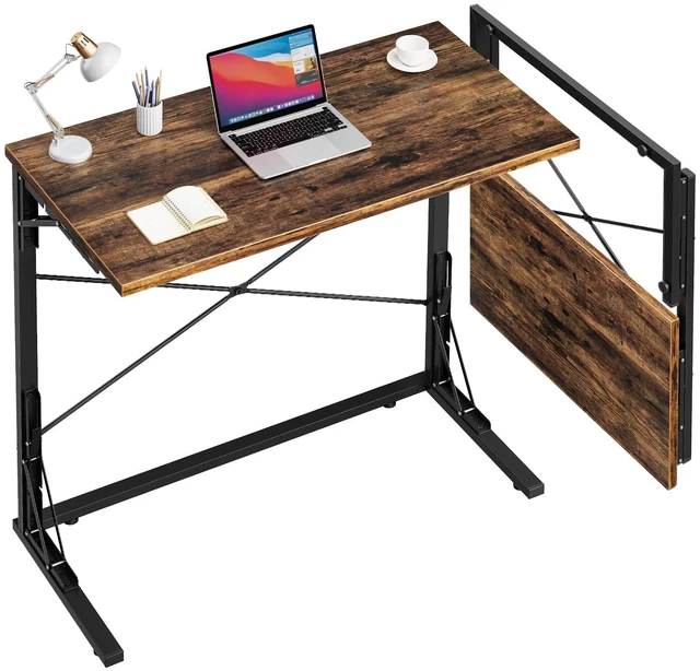 Main image of 31.5" Folding TV Tray Table for Eating on Couch, Rustic Brown | Foldable Couch Desk Table for Small Spaces, Extra Large TV Dinner Trays, Portable Fold Computer Writing Desk for Home Office