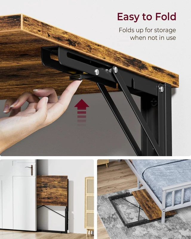 Alt view image 7 of 7 - 31.5" Folding TV Tray Table for Eating on Couch, Rustic Brown | Foldable Couch Desk Table for Small Spaces, Extra Large TV Dinner Trays, Portable Fold Computer Writing Desk for Home Office