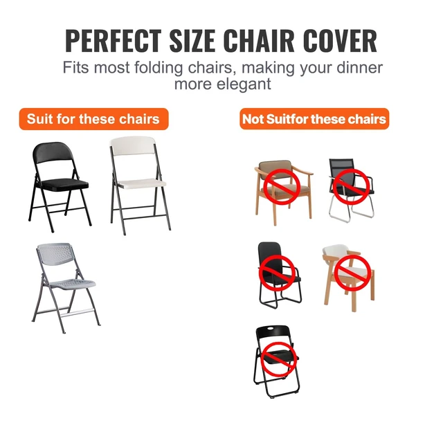 Alt view image 2 of 7 - Stretch Spandex Folding Chair Covers, Universal Fitted Chair Cover, Removable Washable Protective Slipcovers, for Wedding, Holiday, Banquet, Party, Celebration, Dining (50PCS White)