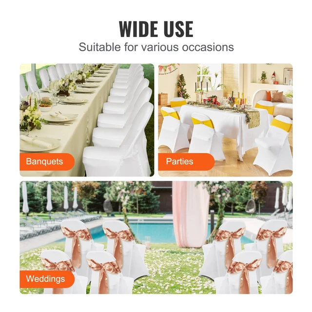 Alt view image 5 of 7 - Stretch Spandex Folding Chair Covers, Universal Fitted Chair Cover, Removable Washable Protective Slipcovers, for Wedding, Holiday, Banquet, Party, Celebration, Dining (50PCS White)