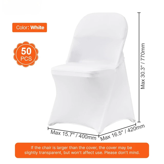 Alt view image 6 of 7 - Stretch Spandex Folding Chair Covers, Universal Fitted Chair Cover, Removable Washable Protective Slipcovers, for Wedding, Holiday, Banquet, Party, Celebration, Dining (50PCS White)