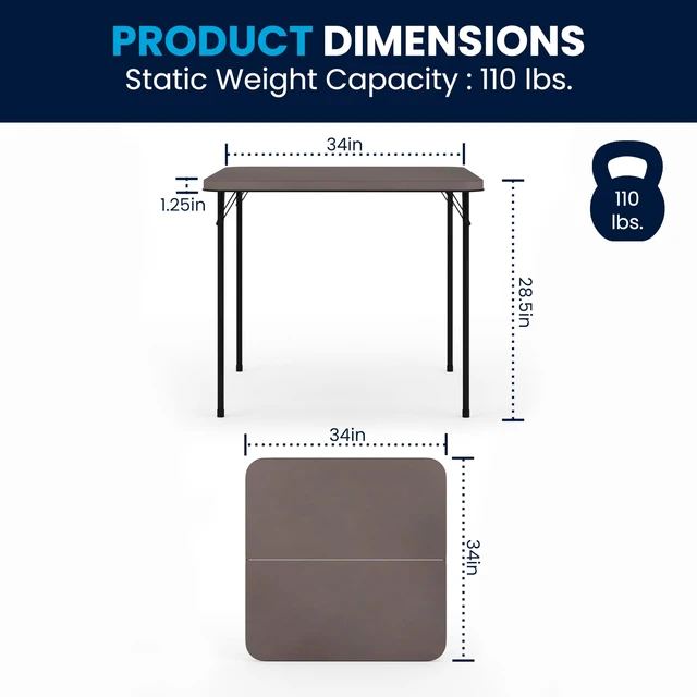Alt view image 7 of 7 - 2.83-Foot Bi-Fold Dark Gray Plastic Folding Table | Lightweight, Easy Storage, Commercial Grade, Carrying Handle