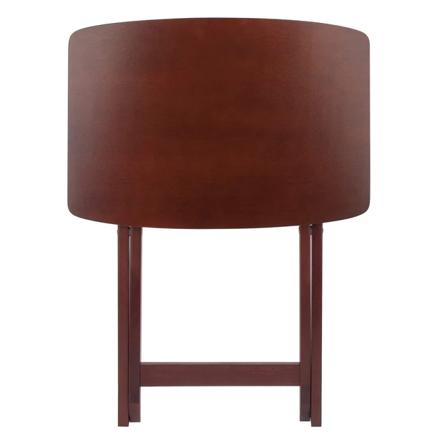 Alt view image 3 of 7 - Darlene Set of 2 Foldable Snack Tables, Walnut, 26" | Easy to Store Portable Fold Up Table Set for Kitchen, Living Room TV Dining, Crafts, Puzzles, Work From Home