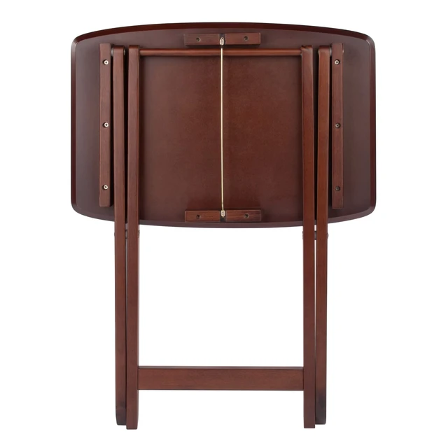 Alt view image 5 of 7 - Darlene Set of 2 Foldable Snack Tables, Walnut, 26" | Easy to Store Portable Fold Up Table Set for Kitchen, Living Room TV Dining, Crafts, Puzzles, Work From Home