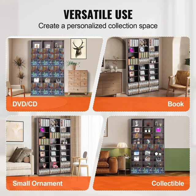Alt view image 5 of 7 - Media Storage Cabinet, 9-Layer DVD Shelf Holds up to 756 CDs, Adjustable CD Shelves 27 Compartments, Protects & Organizes Music, Movie, Video Games or Memorabilia Collections, Espresso
