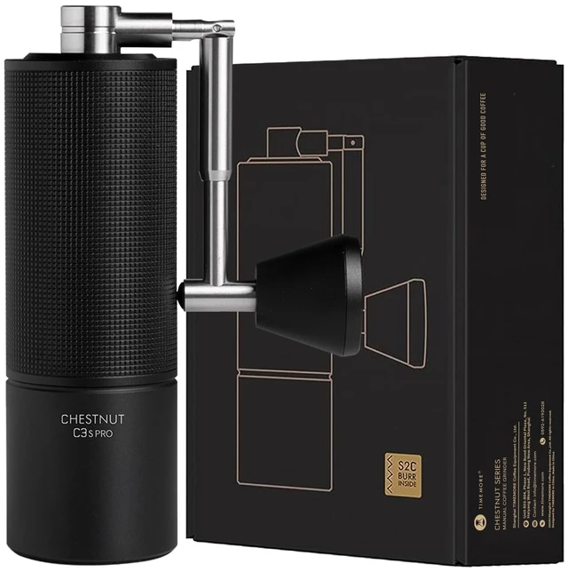 Main image of Chestnut C3S Pro Manual Coffee Grinder, Stainless Steel S2C Conical Burr Coffee Grinder, Hand Coffee Grinder with Foldable Handle, Adjustable Grind Setting for Travel/Camping/Home, Black