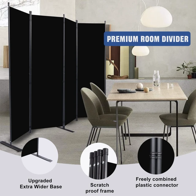 Alt view image 4 of 7 - Room Divider 4 Panel-88''Wide,6FT Room Dividers and Folding Privacy Screens | Wider Metal Base Non-wobbly Fabric Divider Panel for Room Partition Portable Wall Divider Screen for Bedroom,Office,Studio
