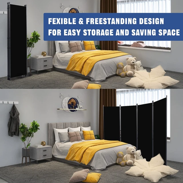 Alt view image 5 of 7 - Room Divider 4 Panel-88''Wide,6FT Room Dividers and Folding Privacy Screens | Wider Metal Base Non-wobbly Fabric Divider Panel for Room Partition Portable Wall Divider Screen for Bedroom,Office,Studio