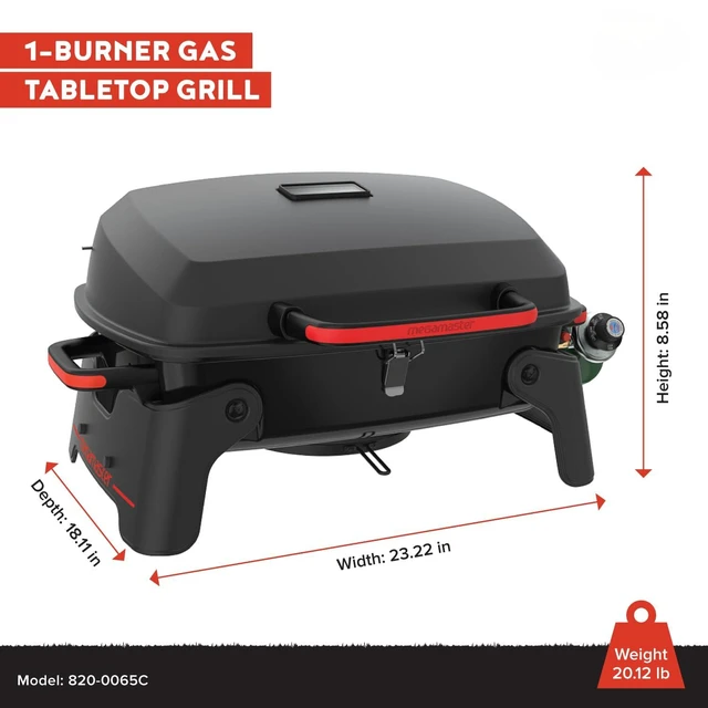 Alt view image 7 of 7 - Tabletop 1 Burner Gas Grill, Foldable Legs with Warming Rack | Offers 11000 BTU, Built-In Thermometer, Push Ignition, 360 Sq In Cooking Space, Uses 1 Lb Propane, For Camping & Tailgating