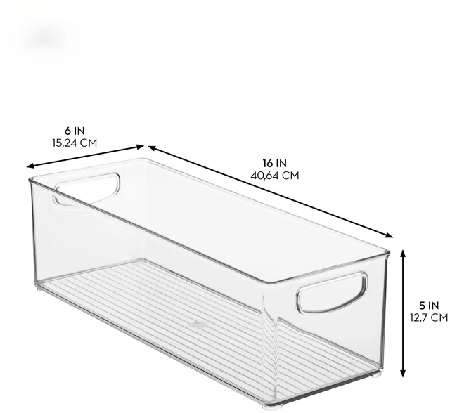 Alt view image 3 of 7 - Plastic Stackable Pantry Bin with Handles, Set of 4, Clear | For Kitchen Cabinets or Fridge, Made in USA