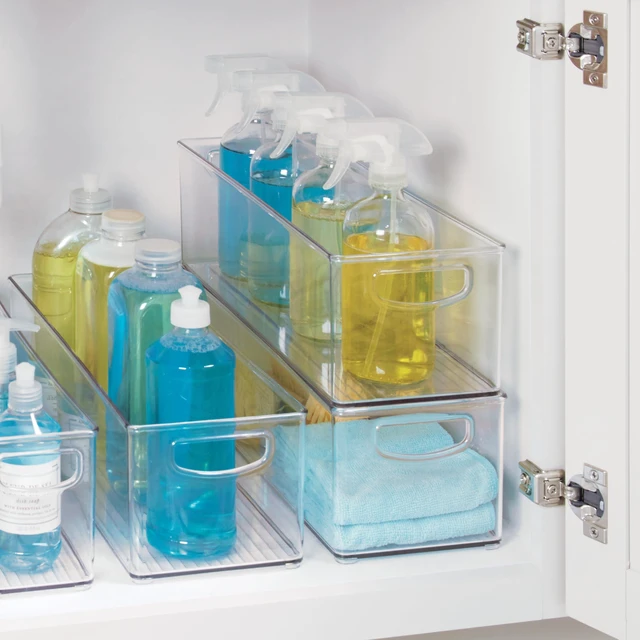 Alt view image 5 of 7 - Plastic Stackable Pantry Bin with Handles, Set of 4, Clear | For Kitchen Cabinets or Fridge, Made in USA