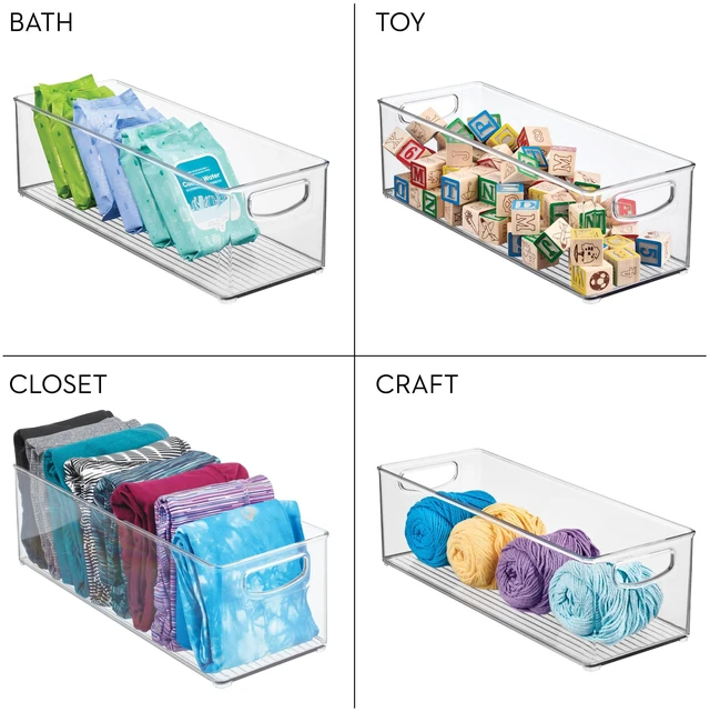 Alt view image 6 of 7 - Plastic Stackable Pantry Bin with Handles, Set of 4, Clear | For Kitchen Cabinets or Fridge, Made in USA