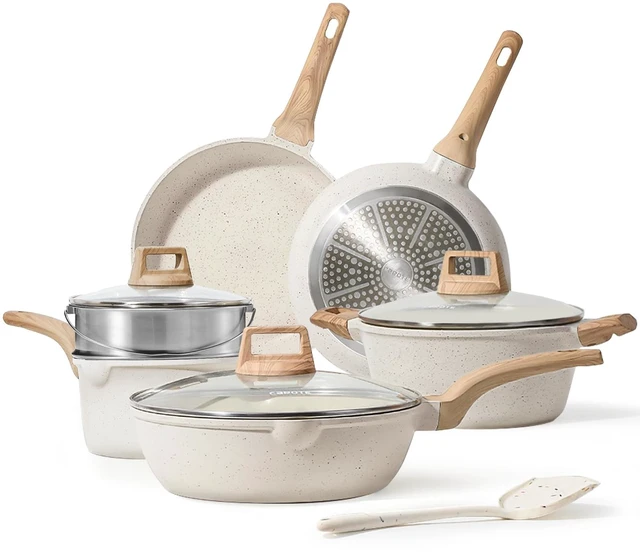 Main image of Nonstick Pots and Pans Set, Cookware Sets, 10pcs | Induction Kitchen Set, Durable Coating, Easy Clean, Fit All Stovetops, Even Heating, Stay Cool Handle, with Steamer