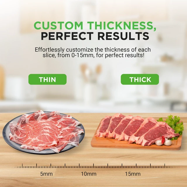 Alt view image 4 of 7 - Electric Meat Slicer | 200W Automatic Meat, Deli & Bread Slicer | Adjustable Dial for 0-15mm Cutting Range Thickness | Removable 7.5 IN Stainless Steel Blade & Food Pusher for Safety (Black)