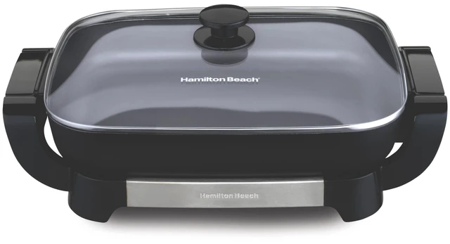 Main image of Durathon Ceramic Electric Skillet with Removable 12x15 Pan, Adjustable Temperature, Reversible Design, Tempered Glass Lid (38531)