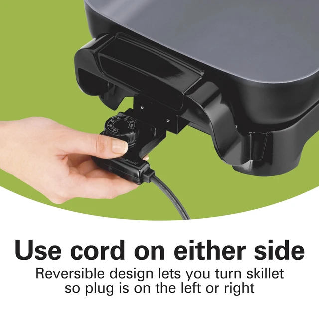 Alt view image 5 of 7 - Durathon Ceramic Electric Skillet with Removable 12x15 Pan, Adjustable Temperature, Reversible Design, Tempered Glass Lid (38531)