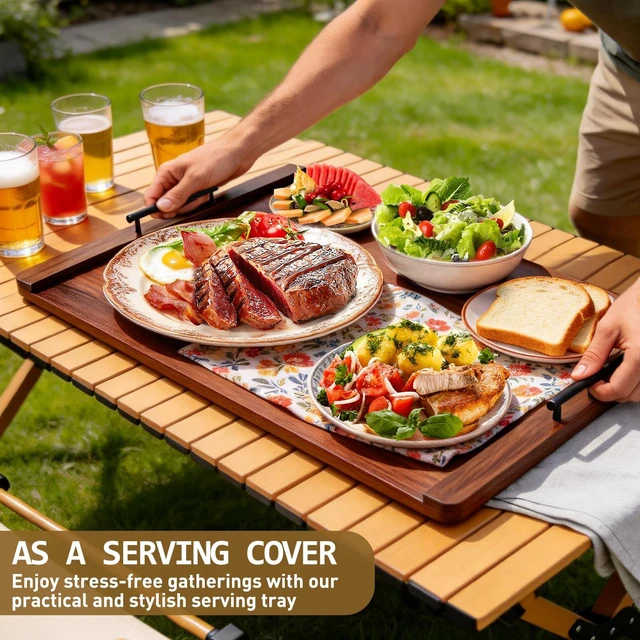 Alt view image 5 of 7 - Noodle Board Stove Cover with Handles, Wood Stove Top Covers for Electric Stove and Gas Burners, Wooden Decorative Serving Tray Kitchen Sink Cover for Counter Space (Walnut)