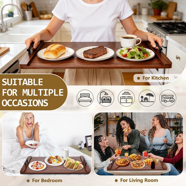Alt view image 4 of 7 - Noodle Board Stove Cover with Handles, Wood Stove Top Covers for Electric Stove and Gas Burners, Wooden Decorative Serving Tray Kitchen Sink Cover for Counter Space (Walnut)