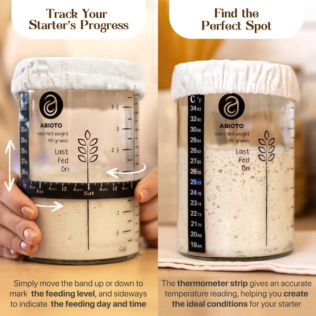 Alt view image 2 of 7 - Sourdough Starter Kit with 10" Round & 11" Oval Banneton Proofing Basket and 34oz Starter Jar - Beginner-Friendly Sourdough Bread Baking Supplies and Baking Gifts for Women, Men, and Bread Bakers