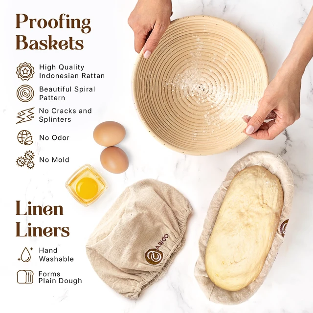 Alt view image 5 of 7 - Sourdough Starter Kit with 10" Round & 11" Oval Banneton Proofing Basket and 34oz Starter Jar - Beginner-Friendly Sourdough Bread Baking Supplies and Baking Gifts for Women, Men, and Bread Bakers