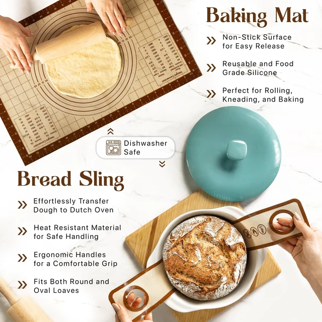 Alt view image 7 of 7 - Sourdough Starter Kit with 10" Round & 11" Oval Banneton Proofing Basket and 34oz Starter Jar - Beginner-Friendly Sourdough Bread Baking Supplies and Baking Gifts for Women, Men, and Bread Bakers