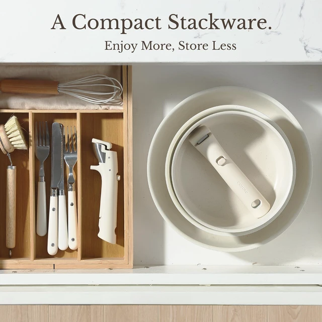 Alt view image 6 of 7 - 19pcs Pots and Pans Set Non Stick, Detachable Handle Cookware, White | Induction Compatible, Dishwasher & Oven Safe, Kitchen Organization, Cooking Set for Camping/RV/Traveling, House Warming Gift