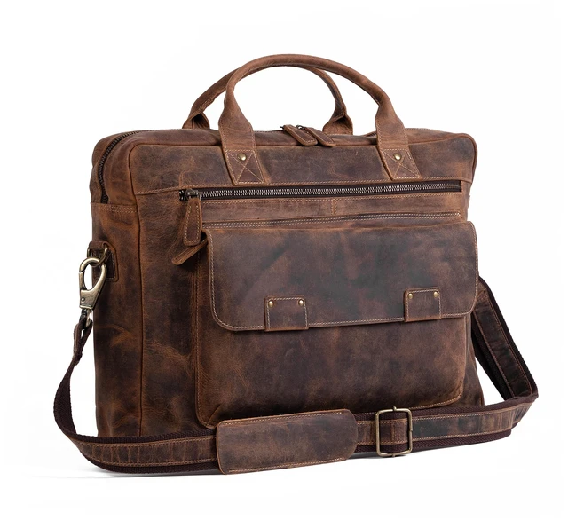 Main image of Leather briefcase 18 Inch Laptop Messenger Bags for Men and Women Best Office Briefcase Satchel Bag