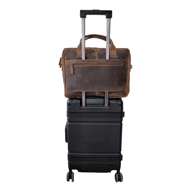 Alt view image 3 of 6 - Leather briefcase 18 Inch Laptop Messenger Bags for Men and Women Best Office Briefcase Satchel Bag