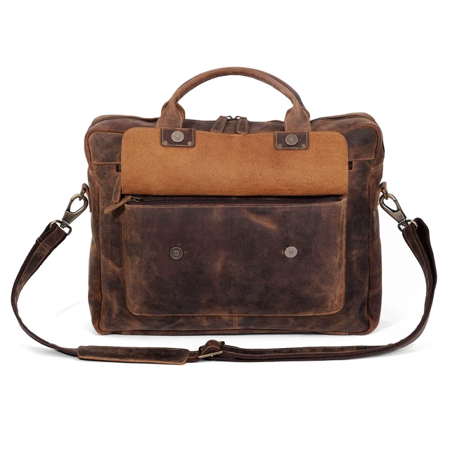 Alt view image 6 of 6 - Leather briefcase 18 Inch Laptop Messenger Bags for Men and Women Best Office Briefcase Satchel Bag