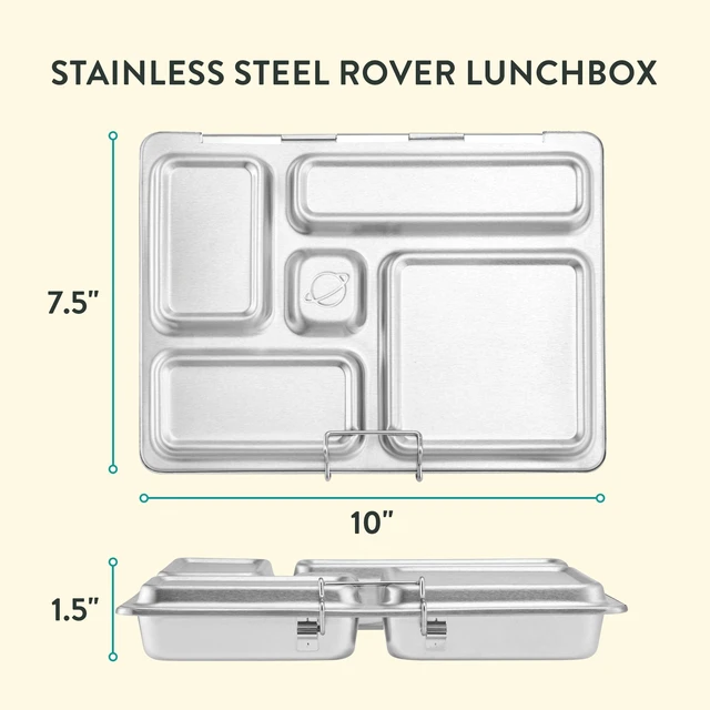 Alt view image 3 of 7 - Rover Stainless Steel Bento Box Kit Camo Shark | Features 5 Compartments, Includes Insulated Bag & Containers, Fun Camo Shark Magnets, Durable Stainless Steel