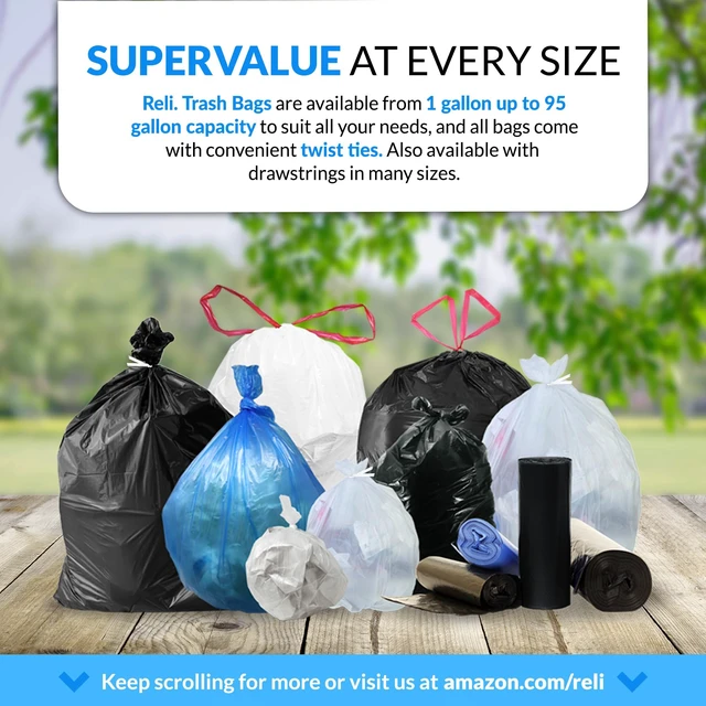 Alt view image 7 of 7 - 55-60 Gallon Trash Bags Heavy Duty | 150 Trash Bags with Ties | Super Sizeable, Clear, Serious Garbage Cleanup