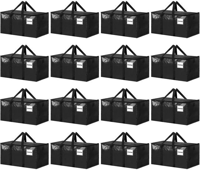 Main image of 16 Pack Extra Large Clothes Storage Bins with Lids, Black | Storage Bags with Reinforced Handles & Heavy-Duty Zippers, Moving Bags Boxes Totes for Clothes Packing, Dorms, College