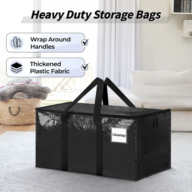 Alt view image 4 of 7 - 16 Pack Extra Large Clothes Storage Bins with Lids, Black | Storage Bags with Reinforced Handles & Heavy-Duty Zippers, Moving Bags Boxes Totes for Clothes Packing, Dorms, College