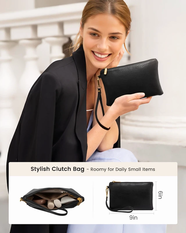 Alt view image 6 of 6 - 17.3 inch Laptop Tote Bag for Women - Waterproof Work Bag for Women & Vintage Computer Bag with Wristlet, Black