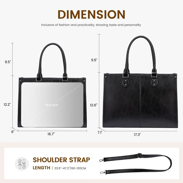 Alt view image 2 of 7 - Laptop Tote Bag for Women, 17.3 Inch Professional Work Bag with Matching Clutch, Waterproof Vintage Leather Computer Tote for Office, Business Travel & Daily Use, Gift for Women