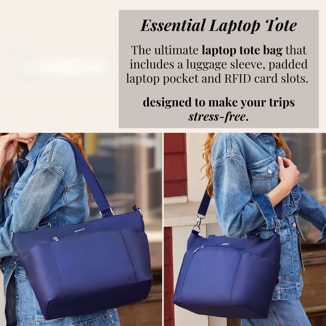Alt view image 2 of 7 - Essential Laptop Tote - Work Tote Bag with Laptop Sleeve - Lightweight Travel Crossbody Shoulder Bag for Women, Charcoal Gray
