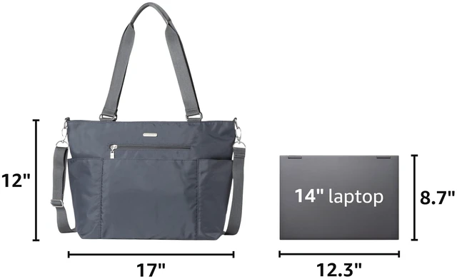 Alt view image 3 of 7 - Essential Laptop Tote - Work Tote Bag with Laptop Sleeve - Lightweight Travel Crossbody Shoulder Bag for Women, Charcoal Gray