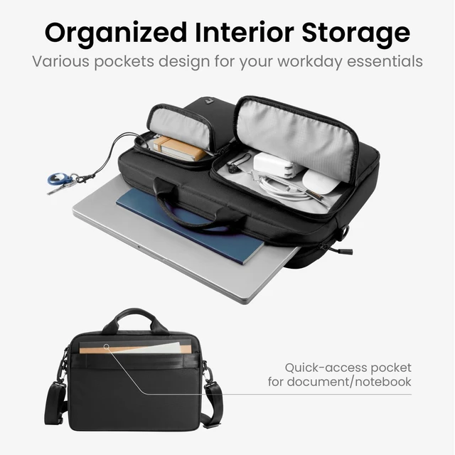 Alt view image 4 of 7 - A33 Slim 15-16 Inch Laptop Shoulder Bag for MacBook Air/Pro M5/M4/M3 Pro Max, Briefcase with Accessory & Document Storage, Water-Resistant & Durable Recycled Fabric