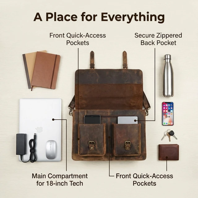 Alt view image 5 of 7 - Brown Laptop Messenger Bag Office Briefcase Crossbody Travel Bag For Men And Women Bag Office Laptop Bag