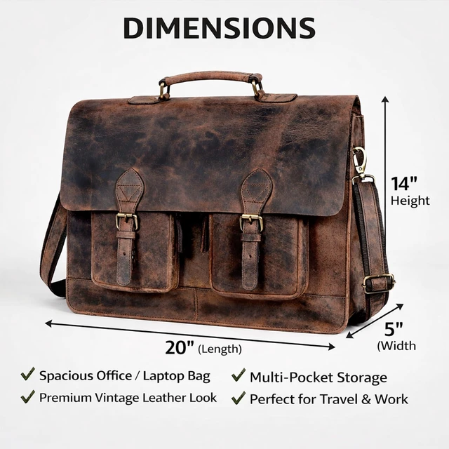 Alt view image 3 of 7 - Brown Laptop Messenger Bag Office Briefcase Crossbody Travel Bag For Men And Women Bag Office Laptop Bag