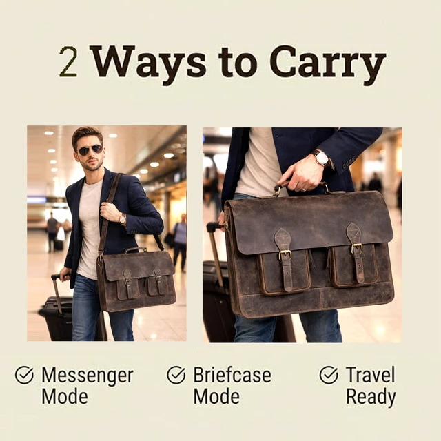 Alt view image 6 of 7 - Brown Laptop Messenger Bag Office Briefcase Crossbody Travel Bag For Men And Women Bag Office Laptop Bag