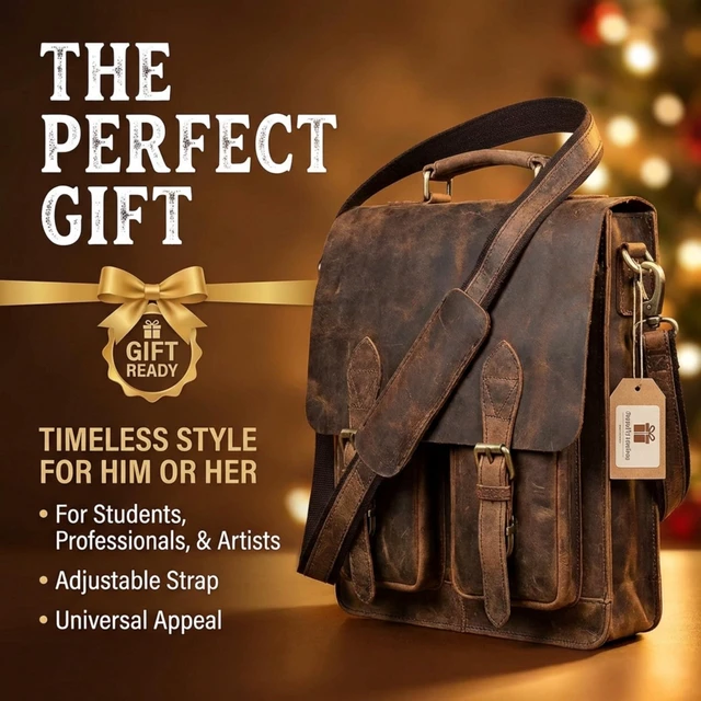 Alt view image 7 of 7 - Brown Laptop Messenger Bag Office Briefcase Crossbody Travel Bag For Men And Women Bag Office Laptop Bag
