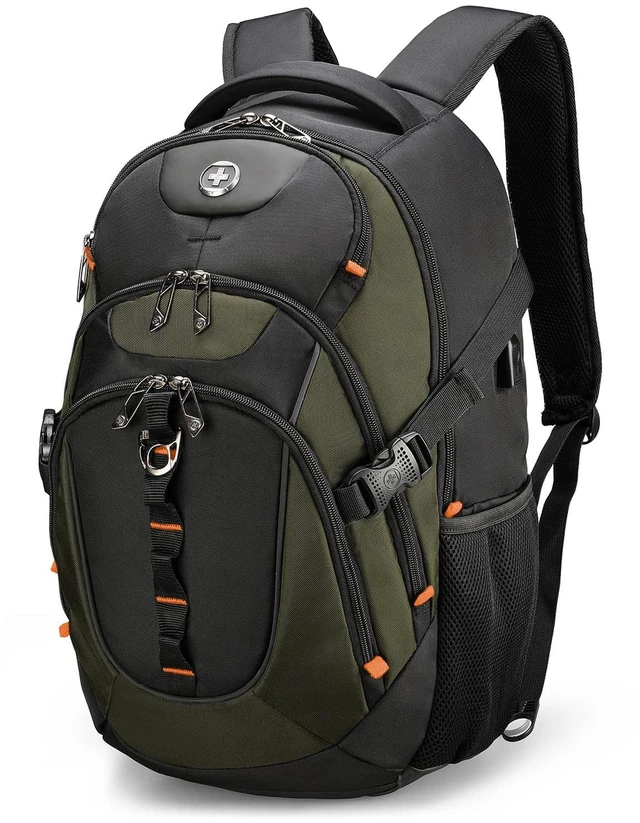 Main image of Design Laptop Backpack, Travel Backpack with USB Charging Port Fits 15.6 inches Computer, 31L College School Bookbag for Men,Olive/Black | SD803-26